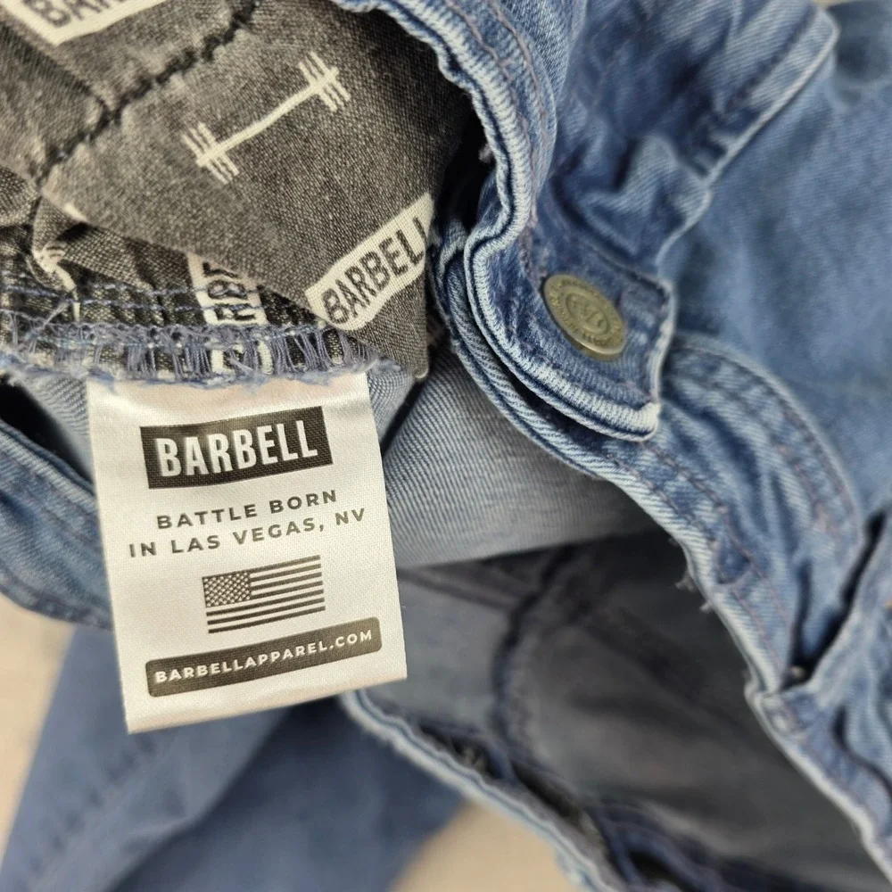 Barbell Apparel Mens Slim Fit Jean 36x34 Medium Wash Blue Stretch Denim Athletic